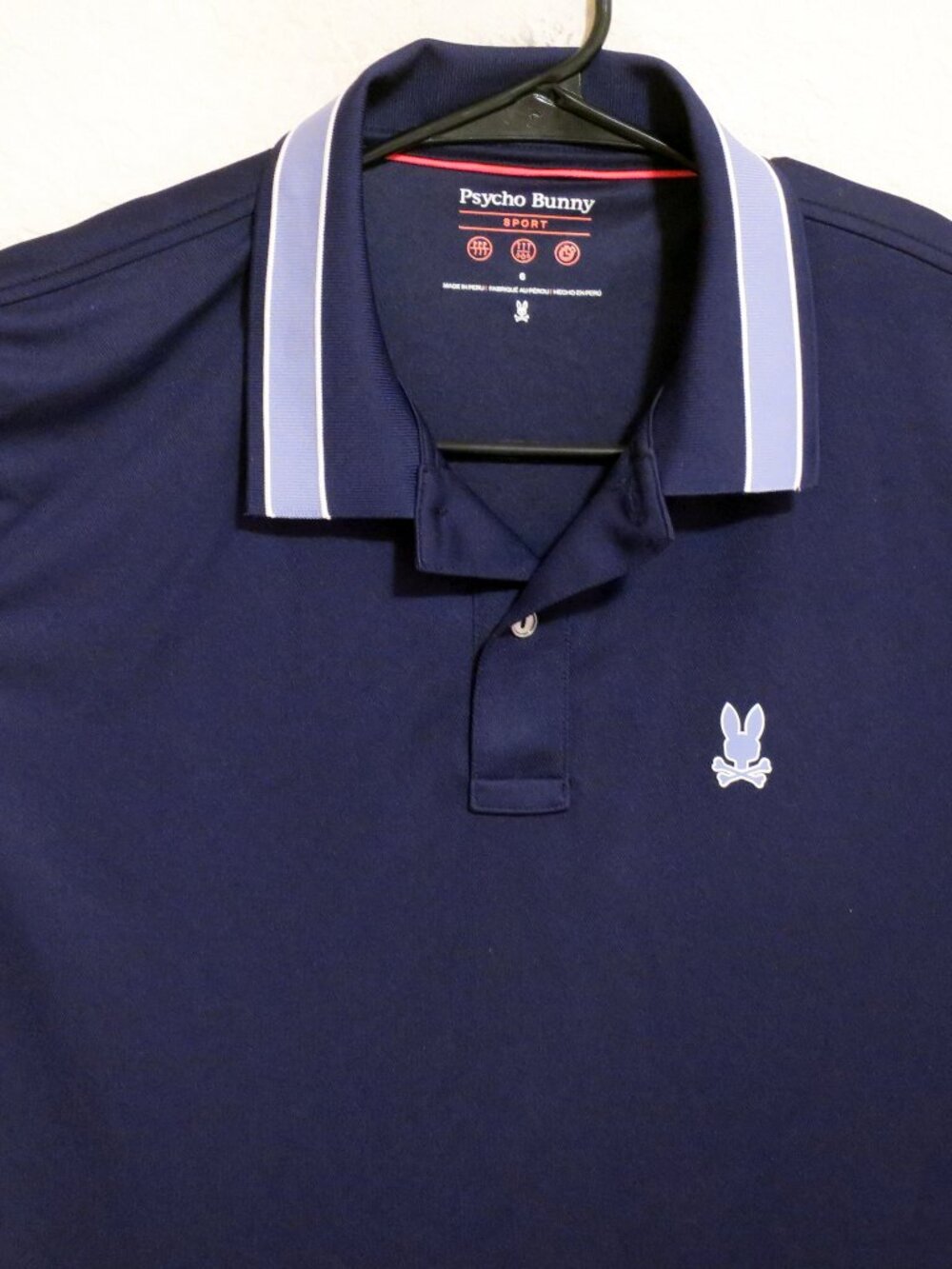 Psycho Bunny Shirt Mens Size 6 Short Sleeve Performance Sports Polo Navy Blue
